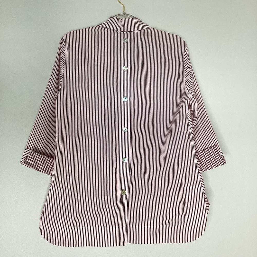 Hinson Wu Aileen Popover Top Red Stripes 3/4 Sleeves Sz 2(S) - Picture 2 of 10